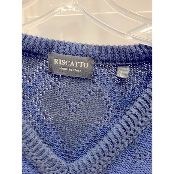 Riscatto mens V neck sweater large navy  like new - Picture 3 of 5